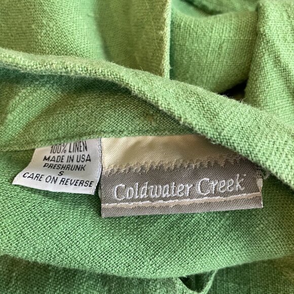 Coldwater Creek Green 100% Linen Sleeveless Dress With Button Back & Pockets M - Picture 5 of 6
